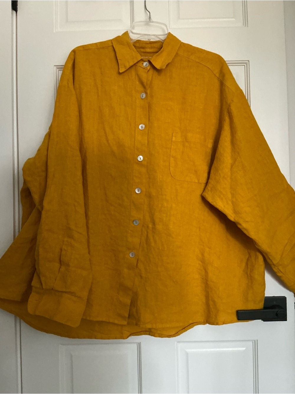 bryn Walker Oversized golden yellow Linen Button-Down Shirt